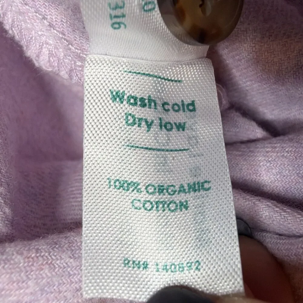 Marine Layer Josie LS Relaxed Popover Shirt Organic Cotton Lavender S Coastal